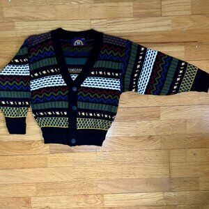 Vintage New Era Vintage button up kids geometric knit sweater size 8-10